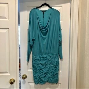NWOT BCBG Aqua ruch drape front batwing dress L